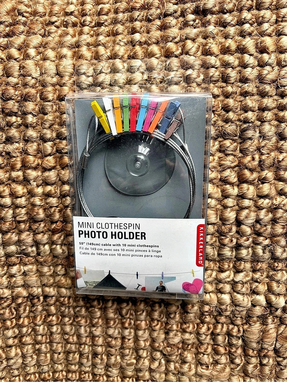 Kikkerland Mini Clothespin Photo Holder with Mini Clothespins